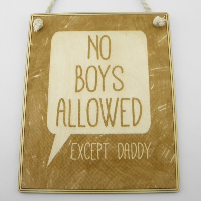 Ξύλινη Ταμπέλα “No Boys Allowed”