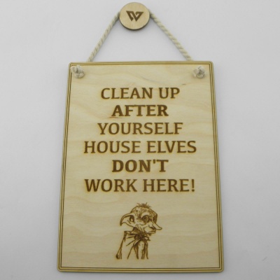 Ξύλινη Ταμπέλα “Clean Up House Elves”