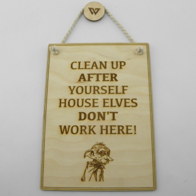 Ξύλινη Ταμπέλα “Clean Up House Elves”
