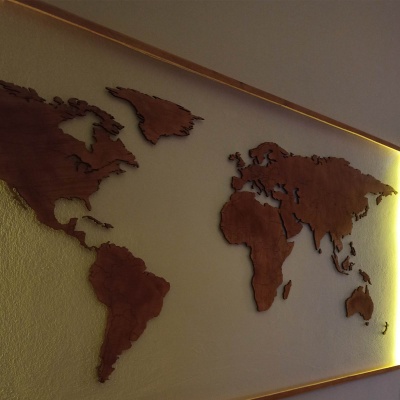 Πίνακας Παγκόσμιος Χάρτης με Φωτισμό LED