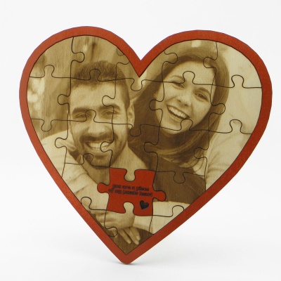 Χάραξη Φωτογραφίας σε Ξύλο Puzzle Καρδιά